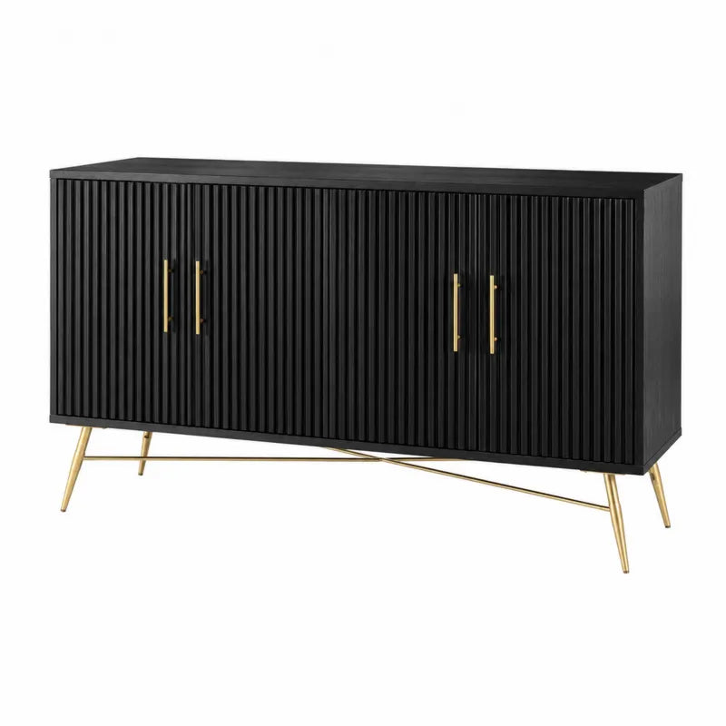 Czarna szafka z drewnopochodnego MDF i metalu 160x40x80