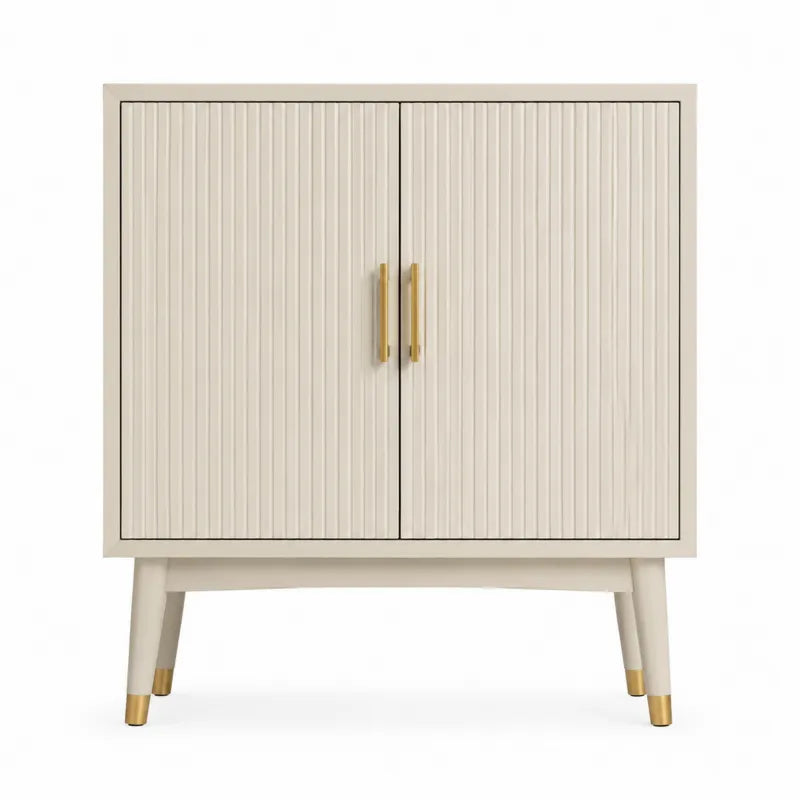Szafka MDF z drzwiami i metalowymi uchwytami be?owa 80x40x90