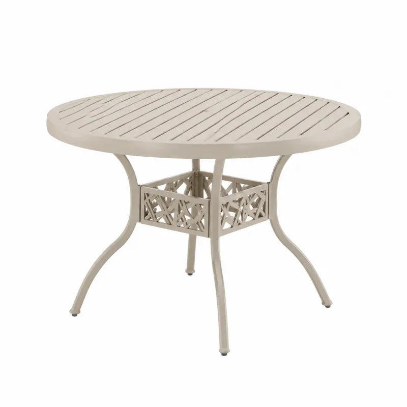 Okr?g?y st¨®? ogrodowy aluminiowy, be?owy, ?rednica 120