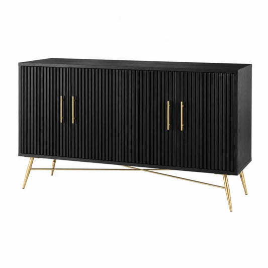 Czarna szafka z drewnopochodnego MDF i metalu 160x40x80