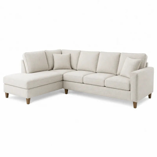 Sofa naro?na L-kszta?tna tkanina be?owa 250x150x85
