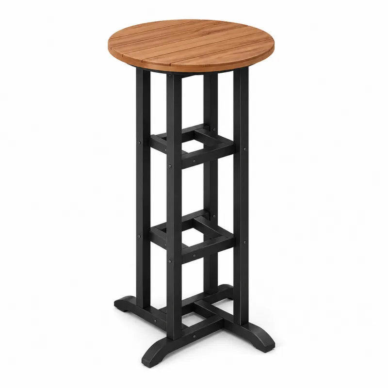 Okr?g?y st¨®? z drewna akacjowego i metalu 110 cm