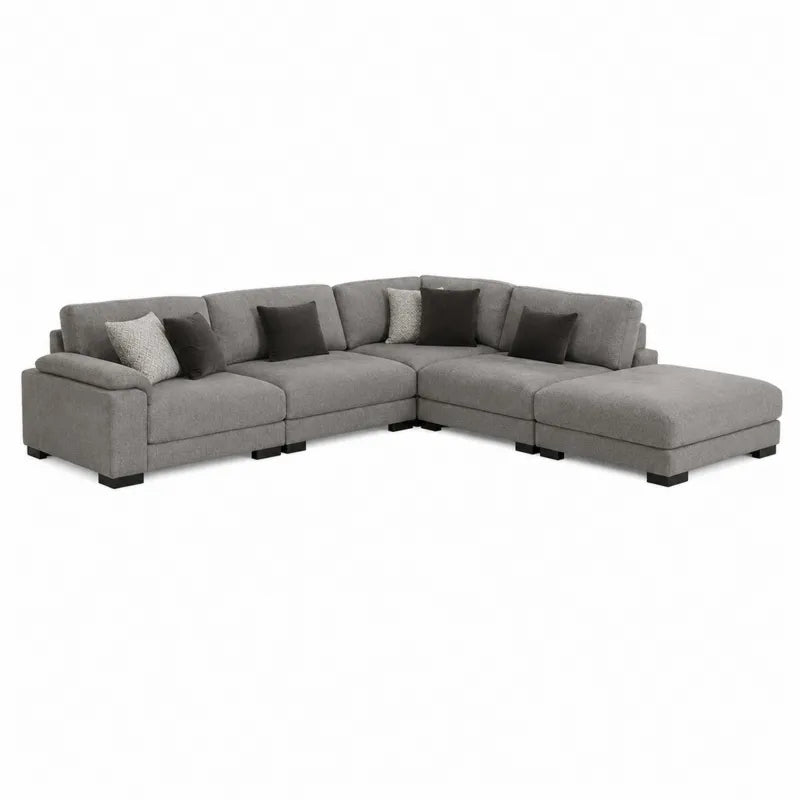 Szara modu?owa sofa naro?na z poliestru 350x150