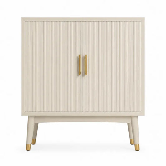 Szafka MDF z drzwiami i metalowymi uchwytami be?owa 80x40x90