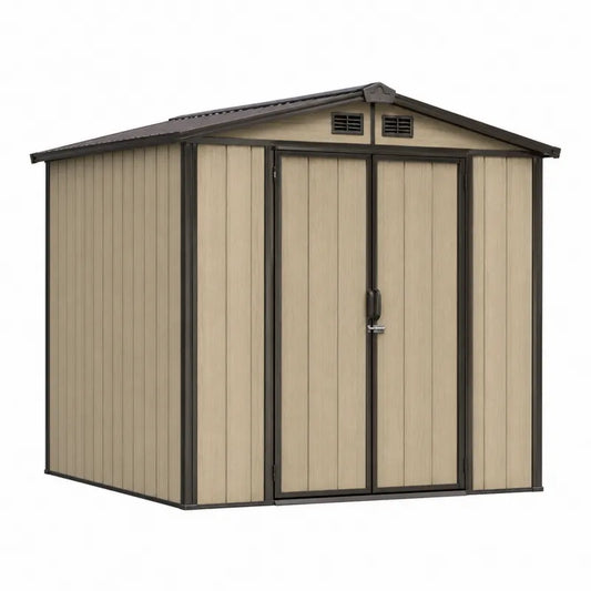 Metalowa szopa ogrodowa z panelami stalowymi be?owo-czarna 213x127x185