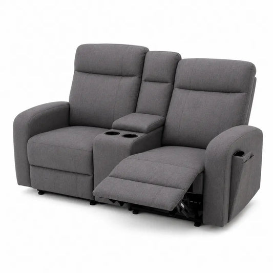 Szara dwuosobowa sofa rozk?adana z uchwytami na napoje, poliester, 180