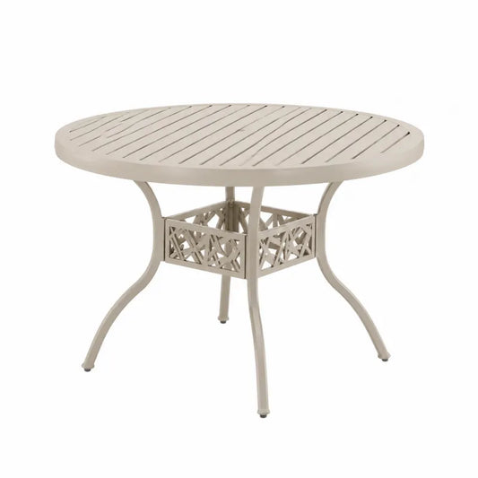 Okr?g?y st¨®? ogrodowy aluminiowy, be?owy, ?rednica 120